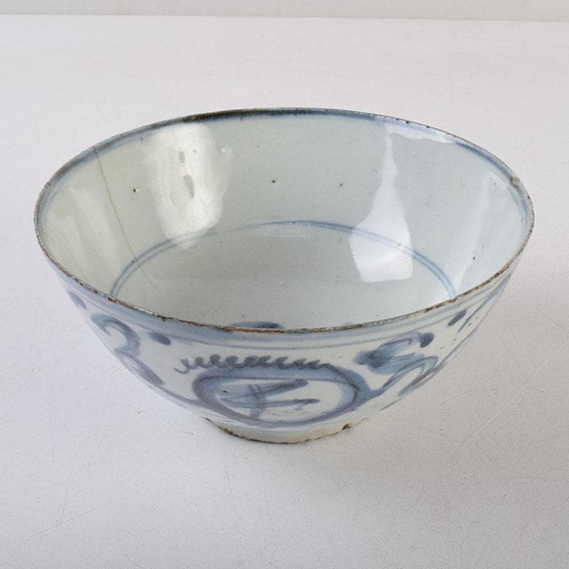 中国　呉須染付　喜字文碗　鉢　時代箱　C　R9128