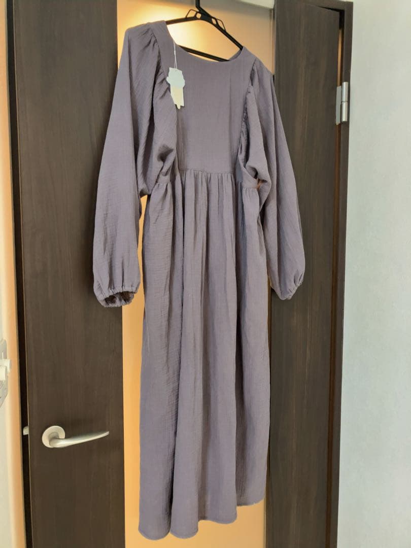 ジェラートピケ マタニティガーゼワンピース チャコールグレー