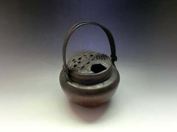 手炉■手焙り 松 門紋 透かし 古い茶道古民具古銅器 手火鉢 手あぶり 火器