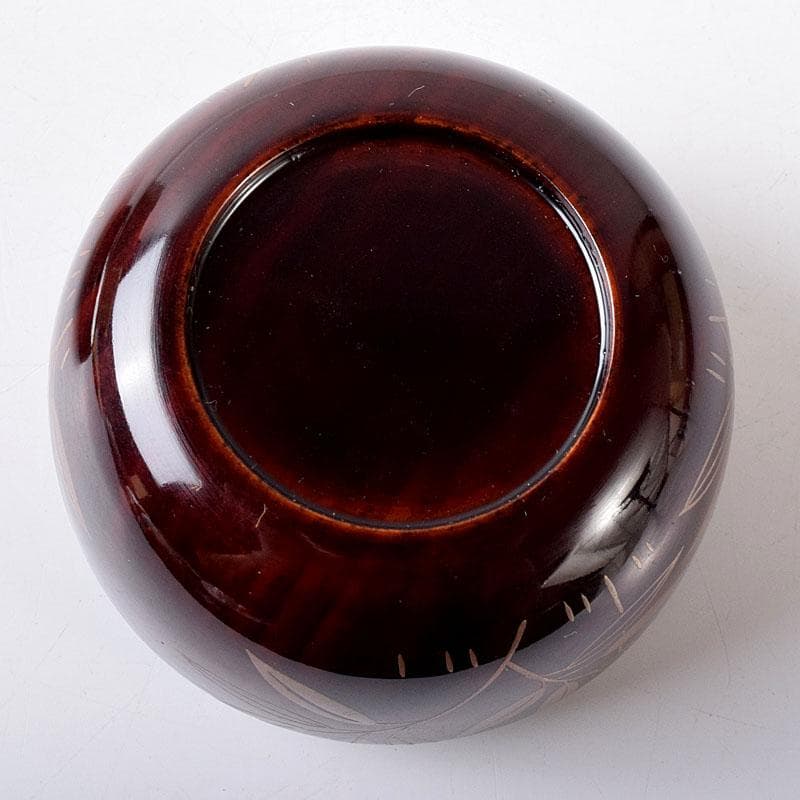 茶道具　山下泰園作　露笹蒔絵　白粉解香合　共箱　V　7732