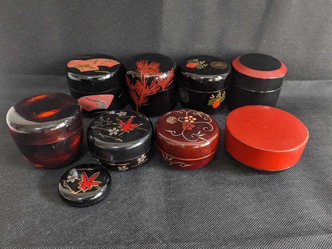 茶道具 棗 蒔絵 8点 まとめ売り 黒 赤 朱色