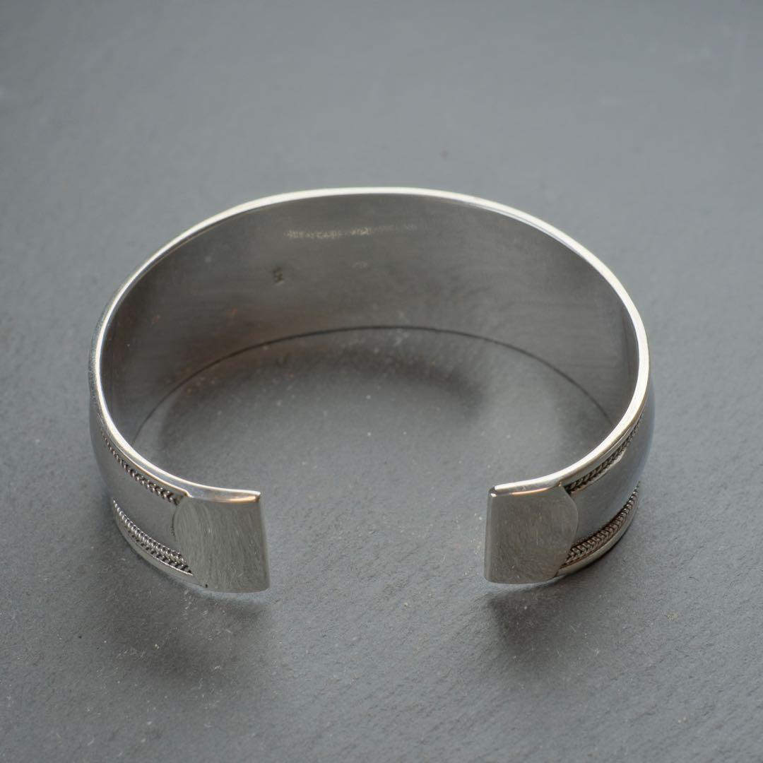 シルバー925 Silver ワイドトライバルバングル/軽研磨仕上げ