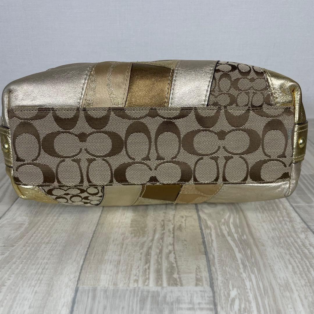 COACH コーチ　ゴールド系パッチワークショルダーバッグ　ワンショルダー