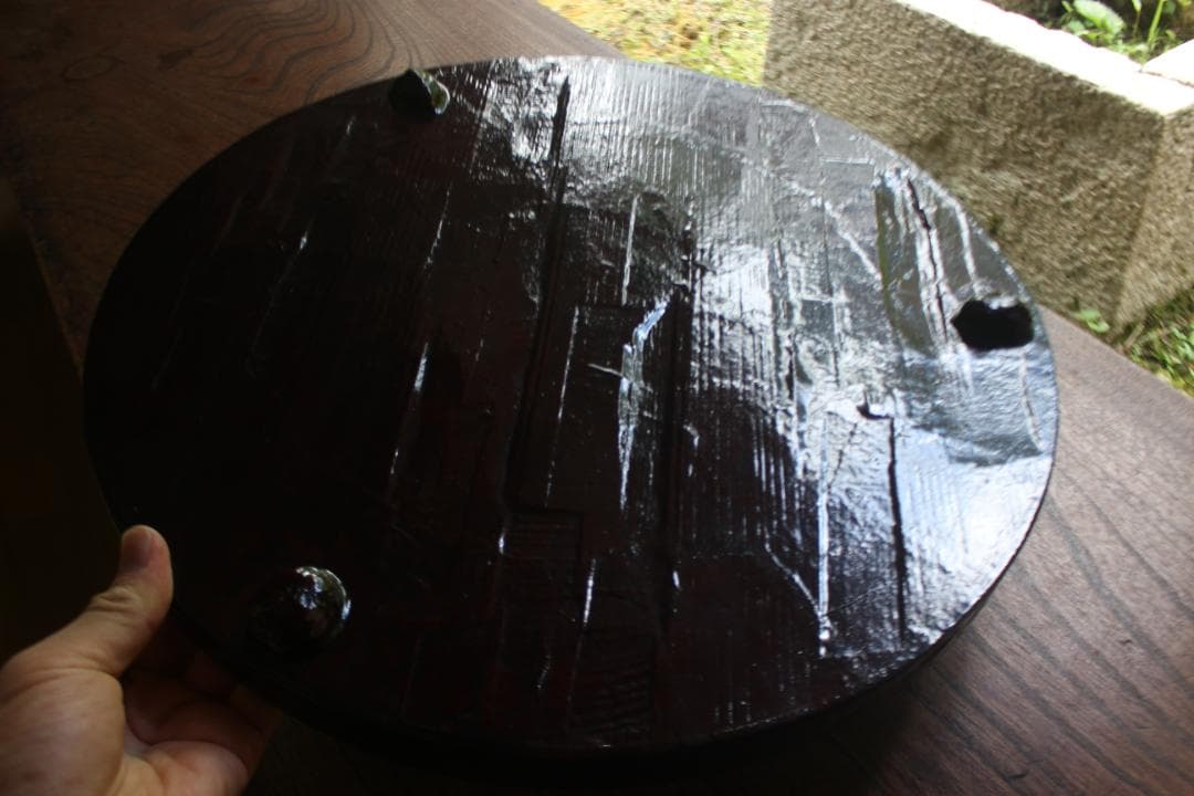 デッドストック！風情ある一閑張りに極上溜塗の映えるお膳（検お盆お膳茶道具