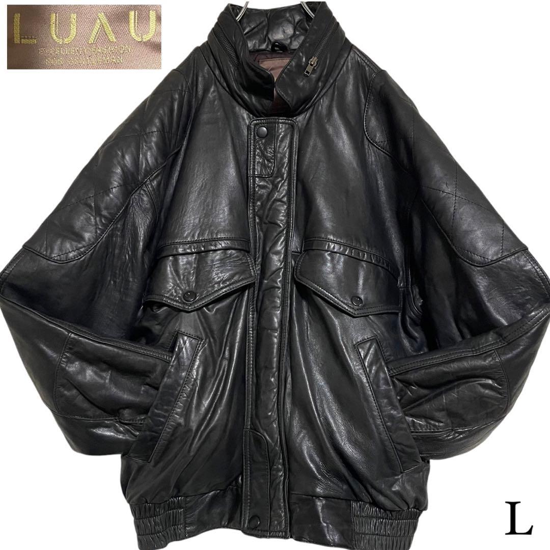 大きいサイズ【LUAU】羊革 本革 ラムレザーシングルライダースジャケット 黒L