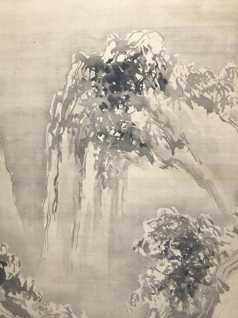 【模写】谷文晁/雪景山村図/山水図/訪友図/大幅/掛軸/名家伝来/AC-286