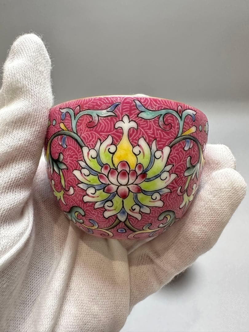 中国 煎茶碗 色絵 金彩 乾隆御製 一対