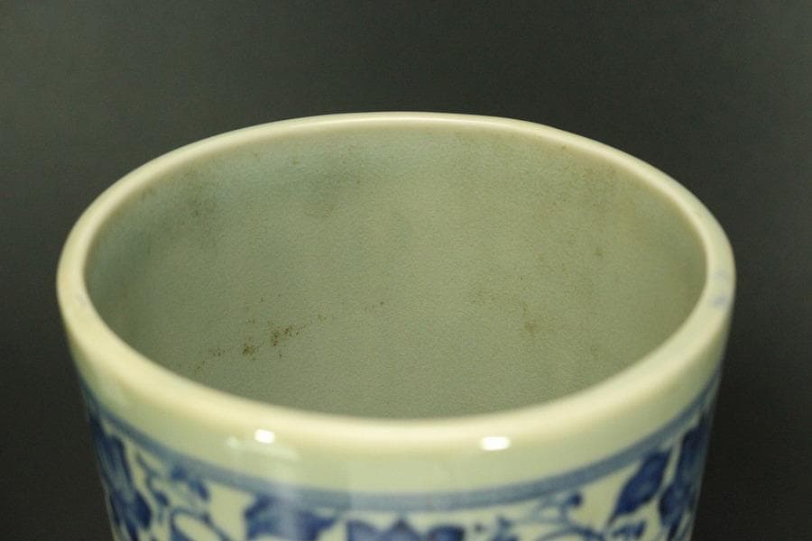 中国美術 青花 纏枝蓮花龍紋 瓶 高44cm(A365)