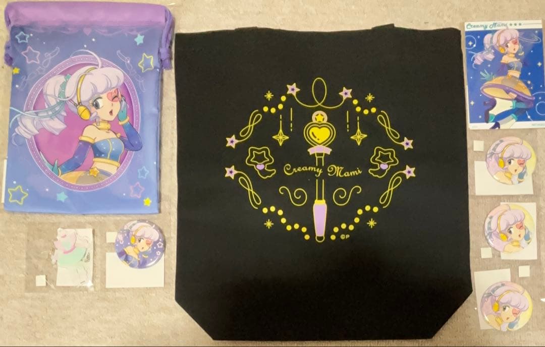 まるくじ　魔法の天使クリィミーマミ　トートバッグ　巾着ポーチ　缶バッジ　アクキー