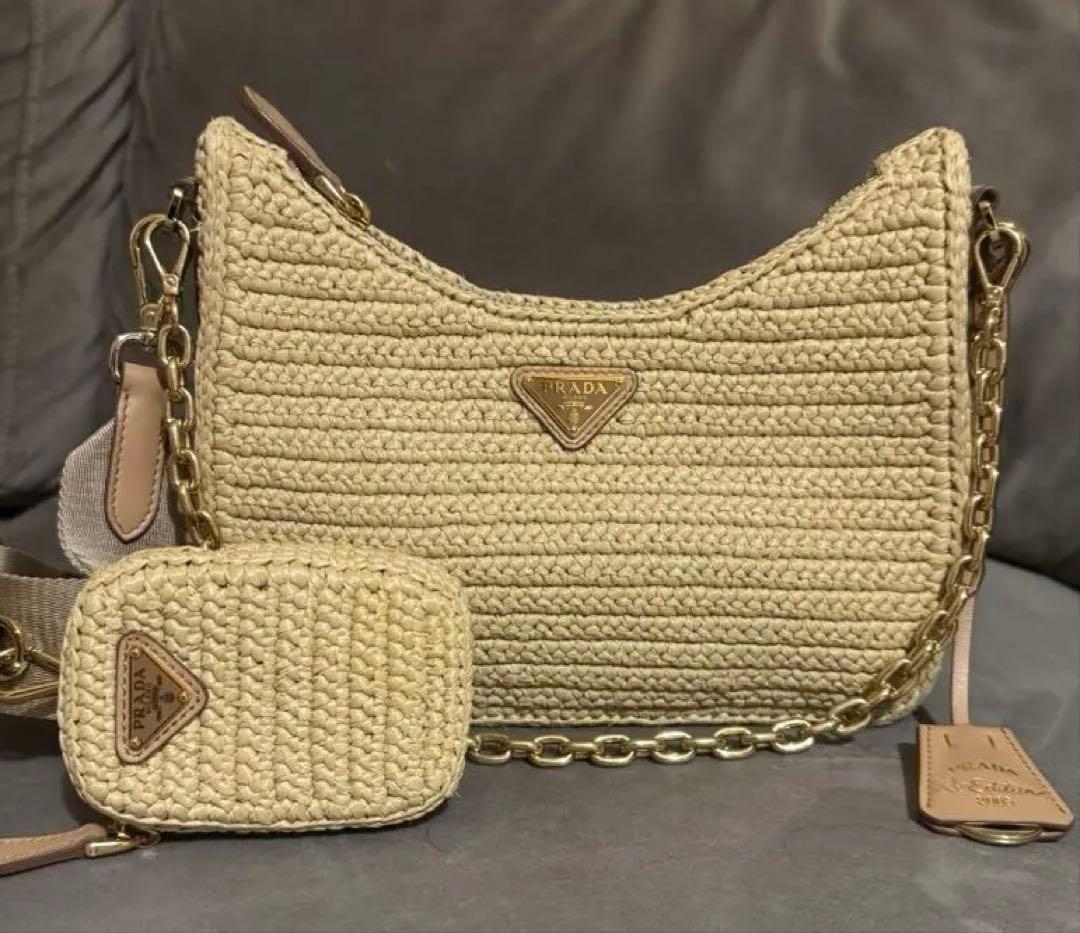【入手困難】プラダ リエディション 2005 ショルダーバッグ ラフィア