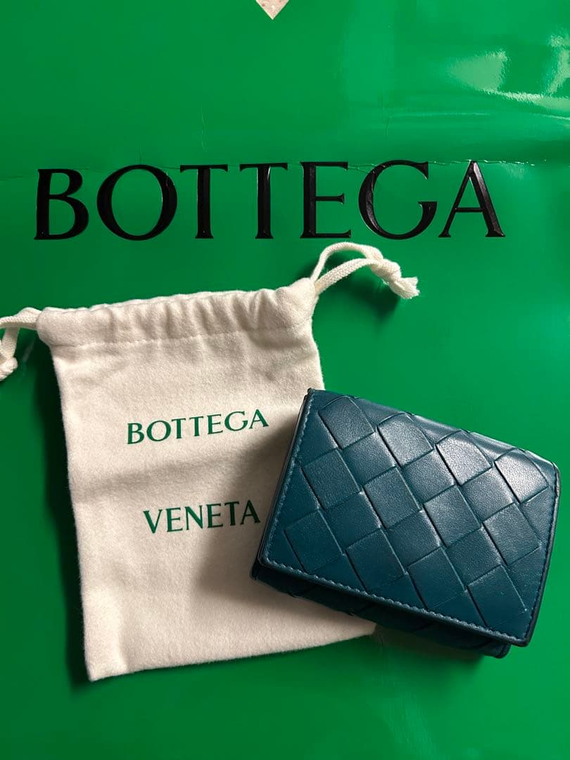BOTTEGA VENETA 三つ折り財布 青