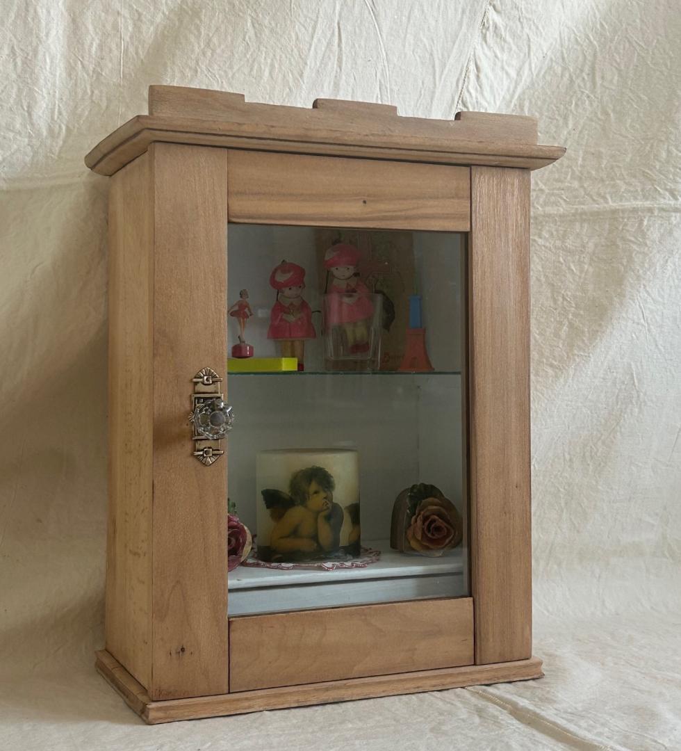 フランスアンティーク　飾り棚　ウォールキャビネット　ガラスケース　ブロカント