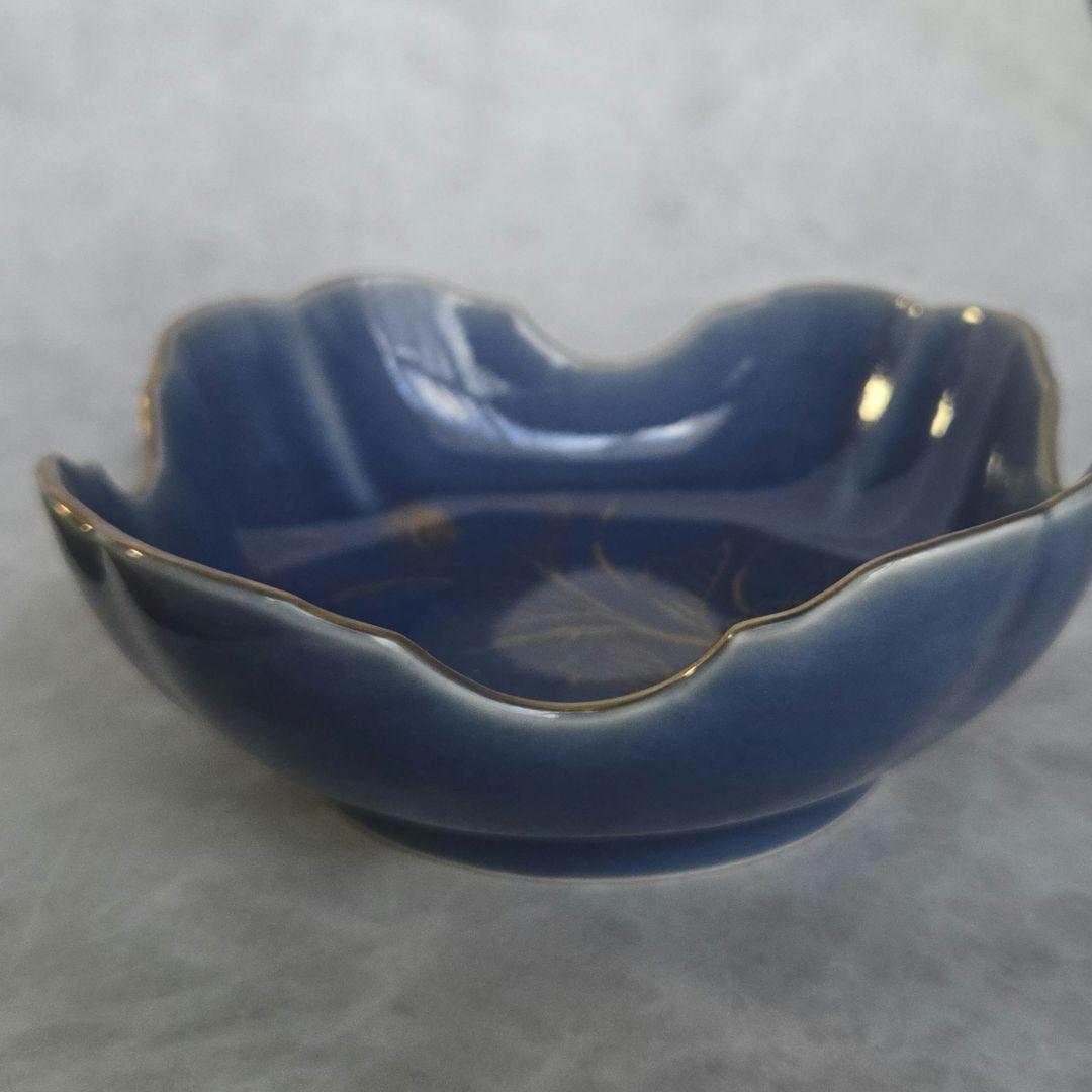 無傷　完品　古伊万里　瑠璃釉　変形皿　江戸　骨董　金直し　金継ぎ　アンティーク