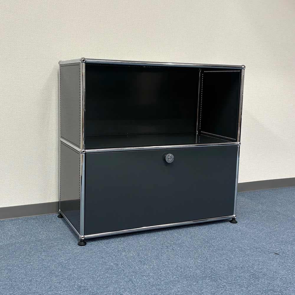中古 USMハラー｜キャビネット サイドボード 1列2段 アントラサイト