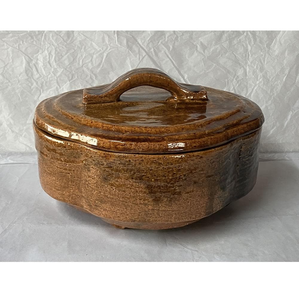 F1407 大樋焼 喰篭 大樋一楽 共箱 蓋物 菓子器 喰籠 茶道具