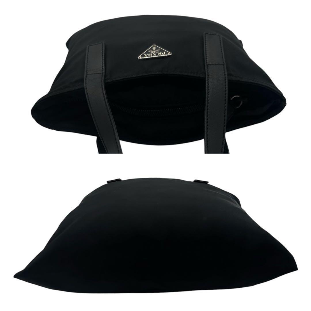 美品 1683 PRADA ハンドバッグ ナイロン 三角プレート ブラック