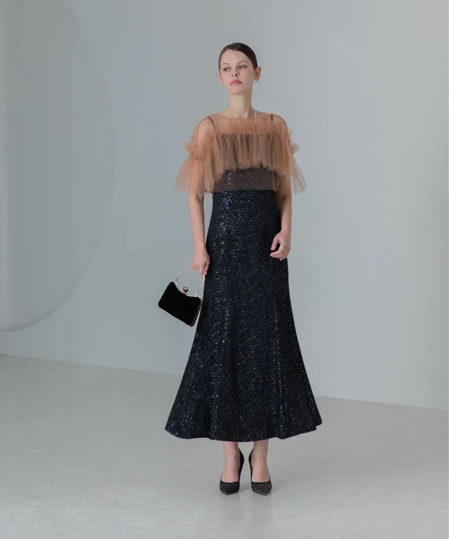 LEJA チュールフリルボレロペイントマーメイドワンピースドレス