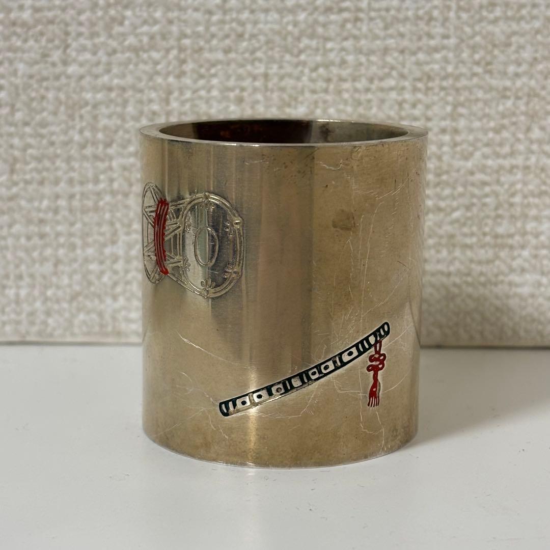 銀製 笛鼓蓋置 重量88g