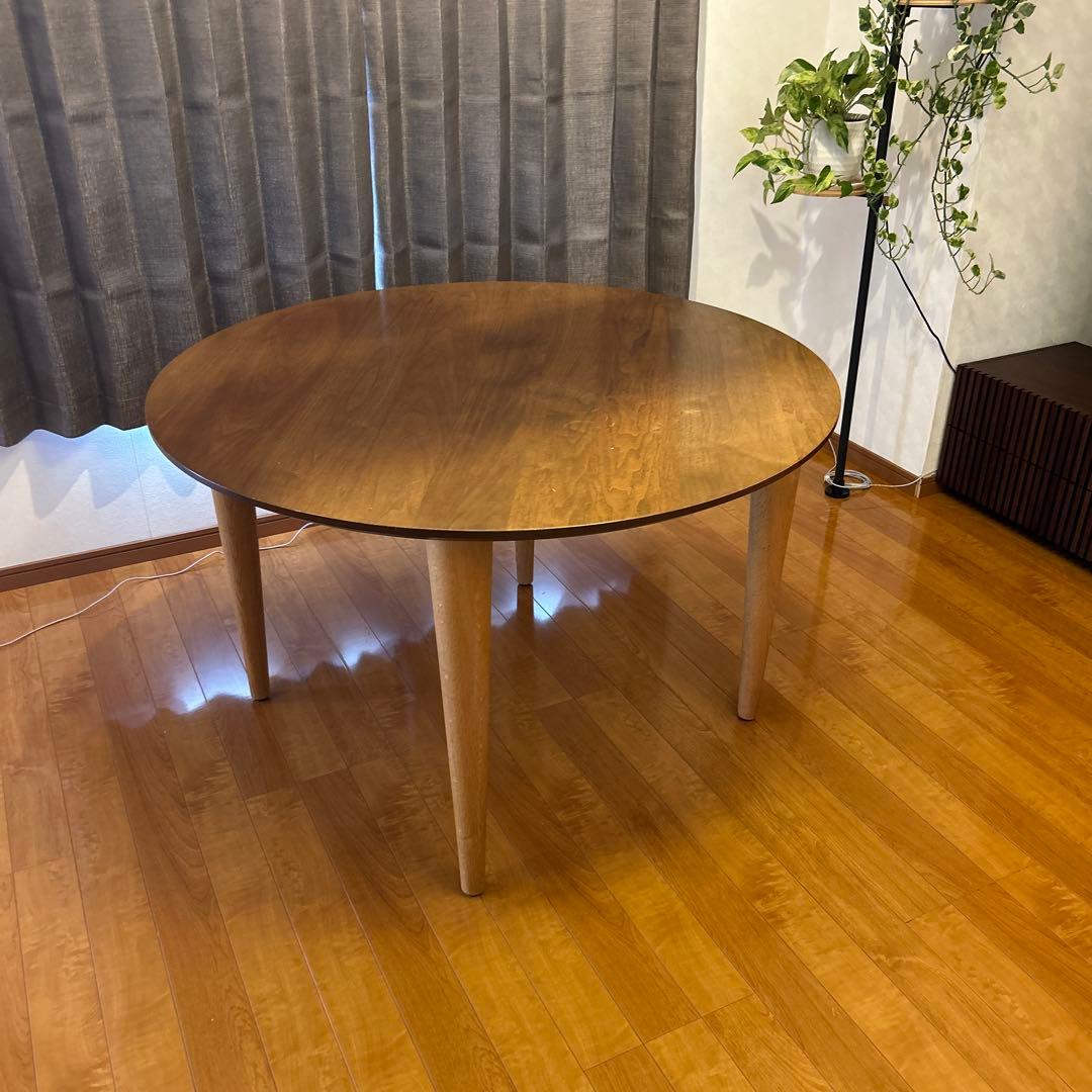 柏木工　円形木製テーブル ブラウン