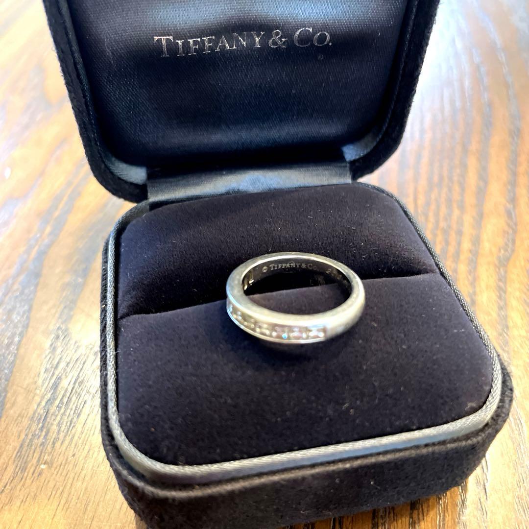 ティファニー Pt950 プリンセスカット ハーフエタニティダイアモンドリング