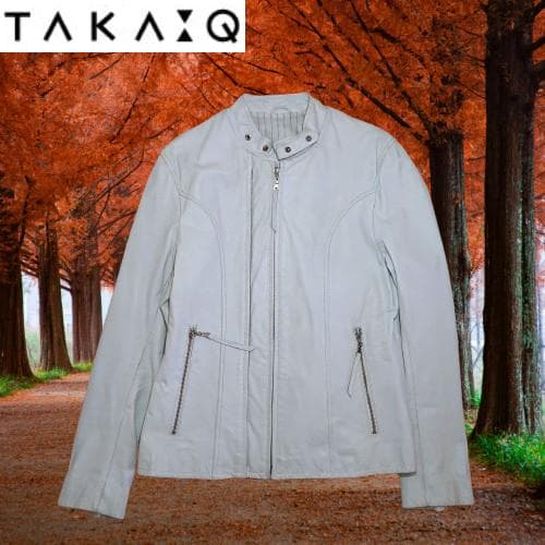 激レア　TAKA-Q　ライダースジャケット　シングル　Ｌサイズ　ホワイト　牛革