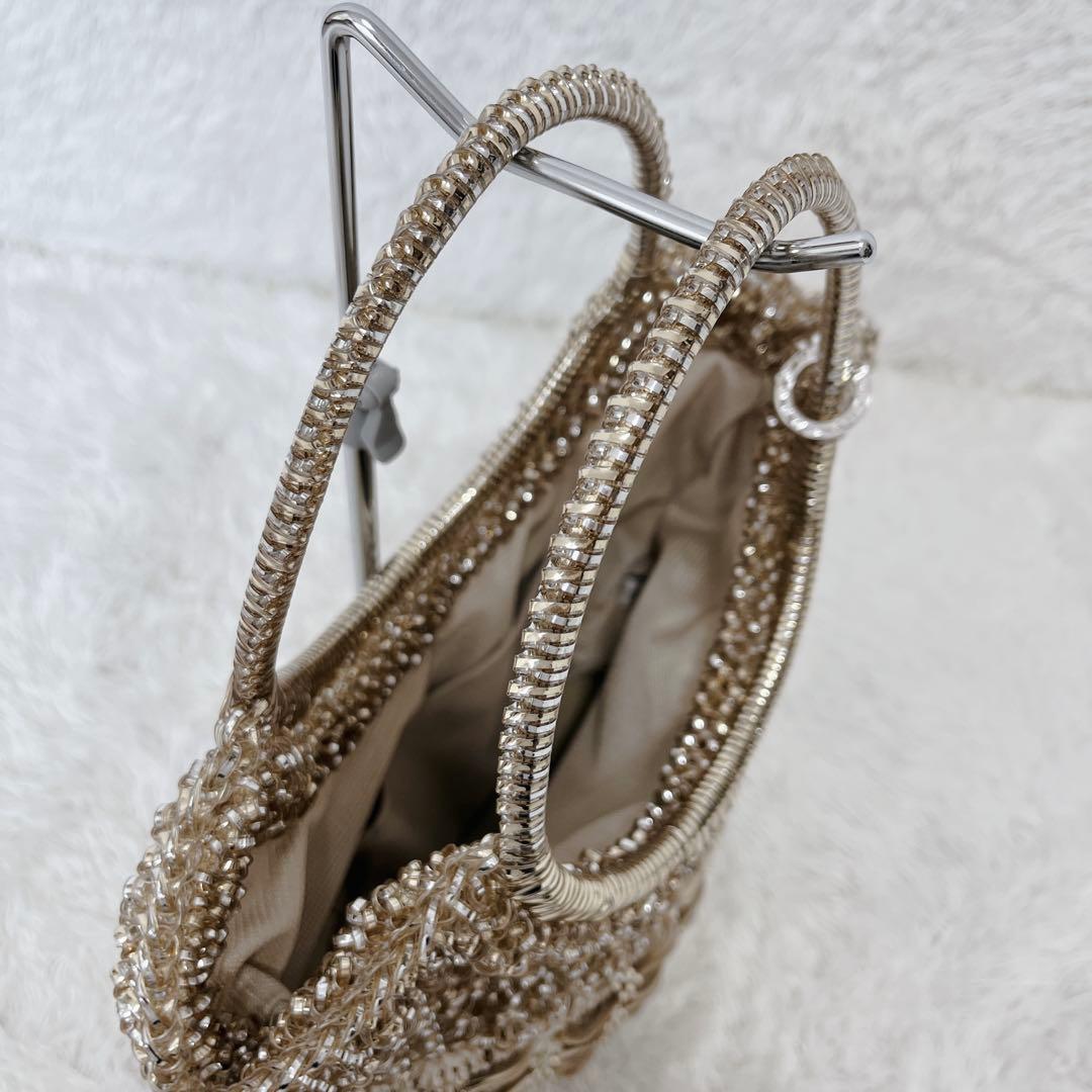 【美品】アンテプリマ ラフィアアマーノ ワイヤーバッグ リボン バイカラー