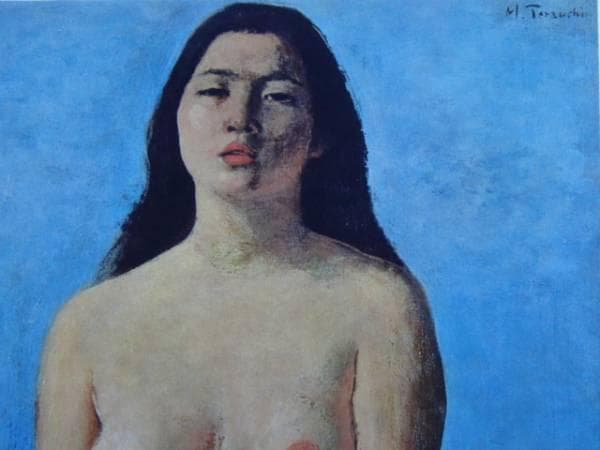 寺内萬治郎、腰かける裸婦、800部限定大判画集画、新品額装、状態良好