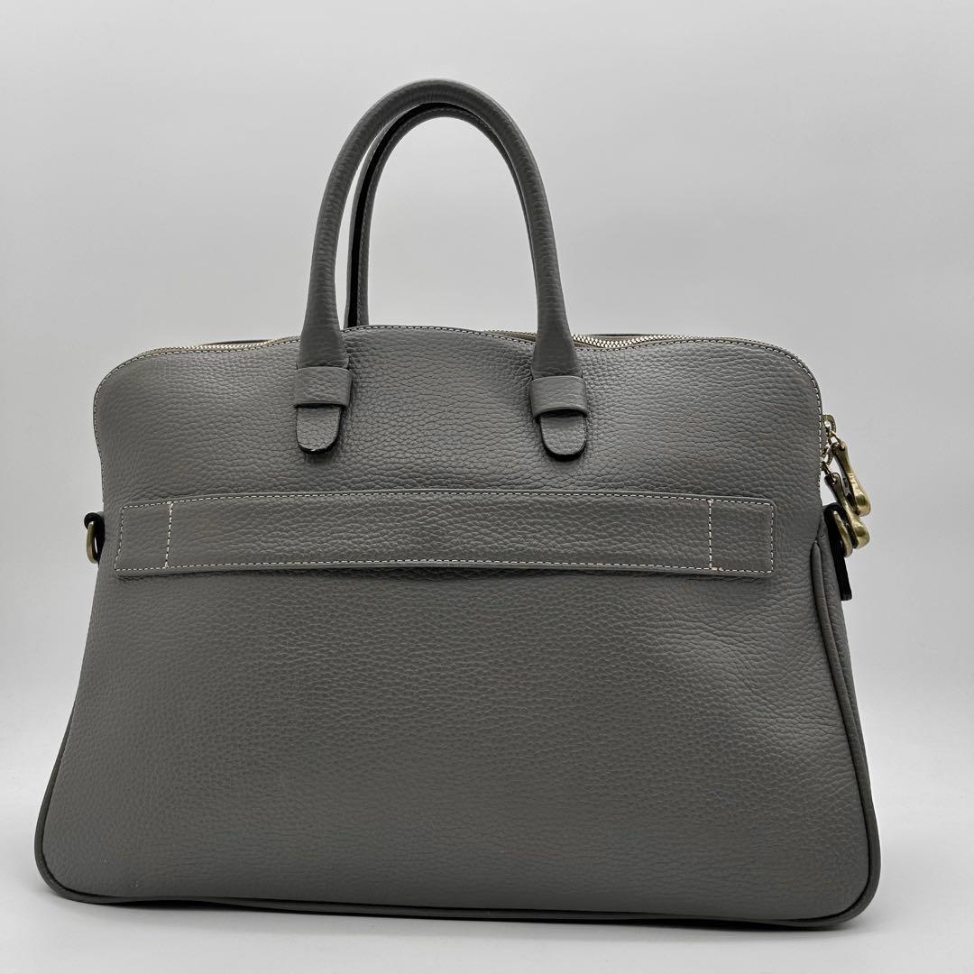 美品　トフアンドロードストーン　ビジネスバッグ　2way　グレー　レザー　A4◎