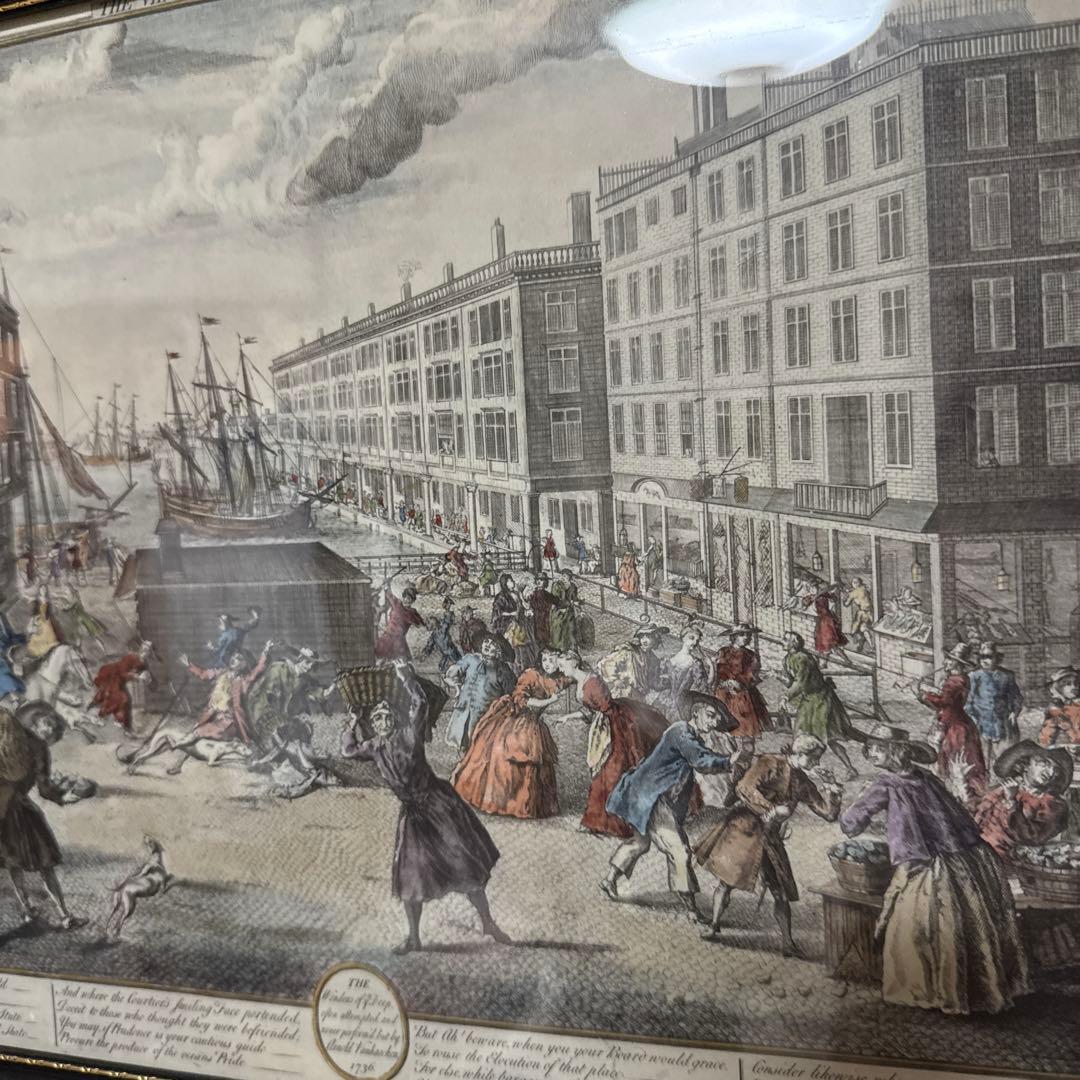 イギリス 歴史的風景 銅版画 カラー 約37cm x 28.8cm