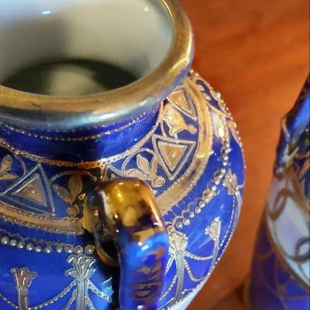 #オールドノリタケ#アンティーク#食器#花瓶#コバルトブルー#金盛り