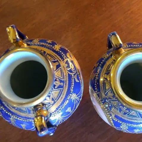 #オールドノリタケ#アンティーク#食器#花瓶#コバルトブルー#金盛り