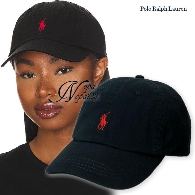新品正規品 ポロ ラルフローレン アイコニック ホース刺繍 チノキャップ 黒赤馬