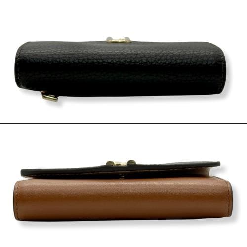 超美品★FURLA 二つ折り財布 ブラック×ブラウン レザー