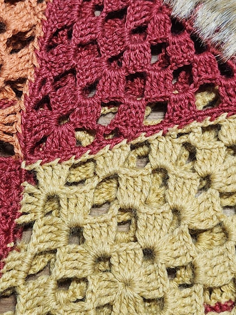 新品　希少　R100%　グラニースクエアニット　ファー付き　ロングスカート