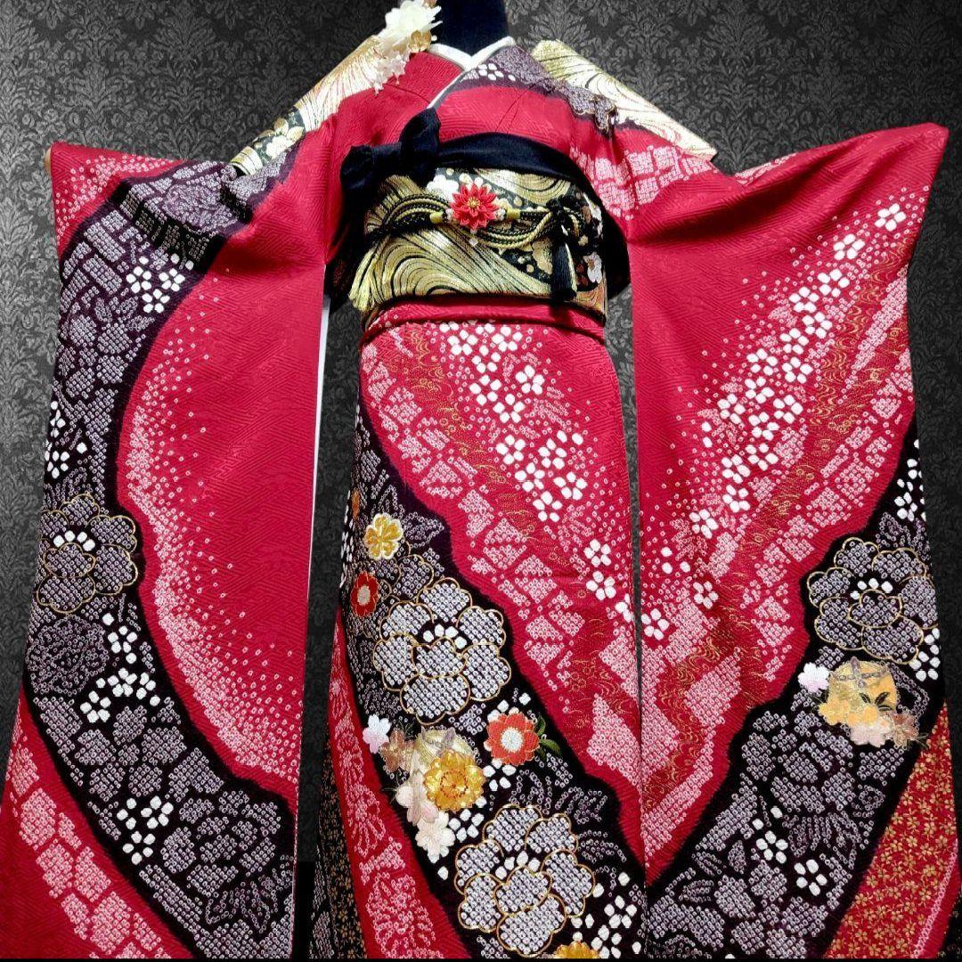 振袖フルセット(7点)・成人式・手絞り・京都きもの友禅・本絞り・豪華刺繍・逸品