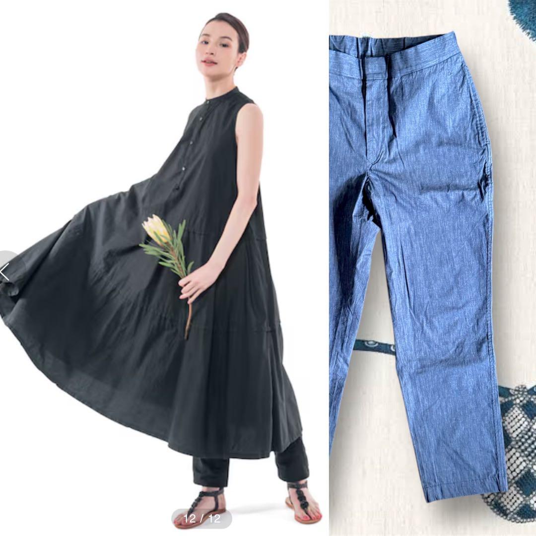 日本製 45R フォーティファイブアール リネンコットンブレンドパンツネイビー3