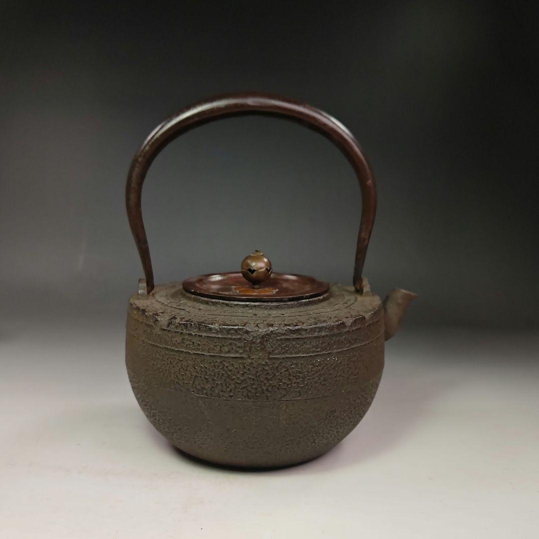 イ491 鉄瓶『銅蓋　独楽形　鉄瓶』湯沸　薬缶　茶道具　煎茶