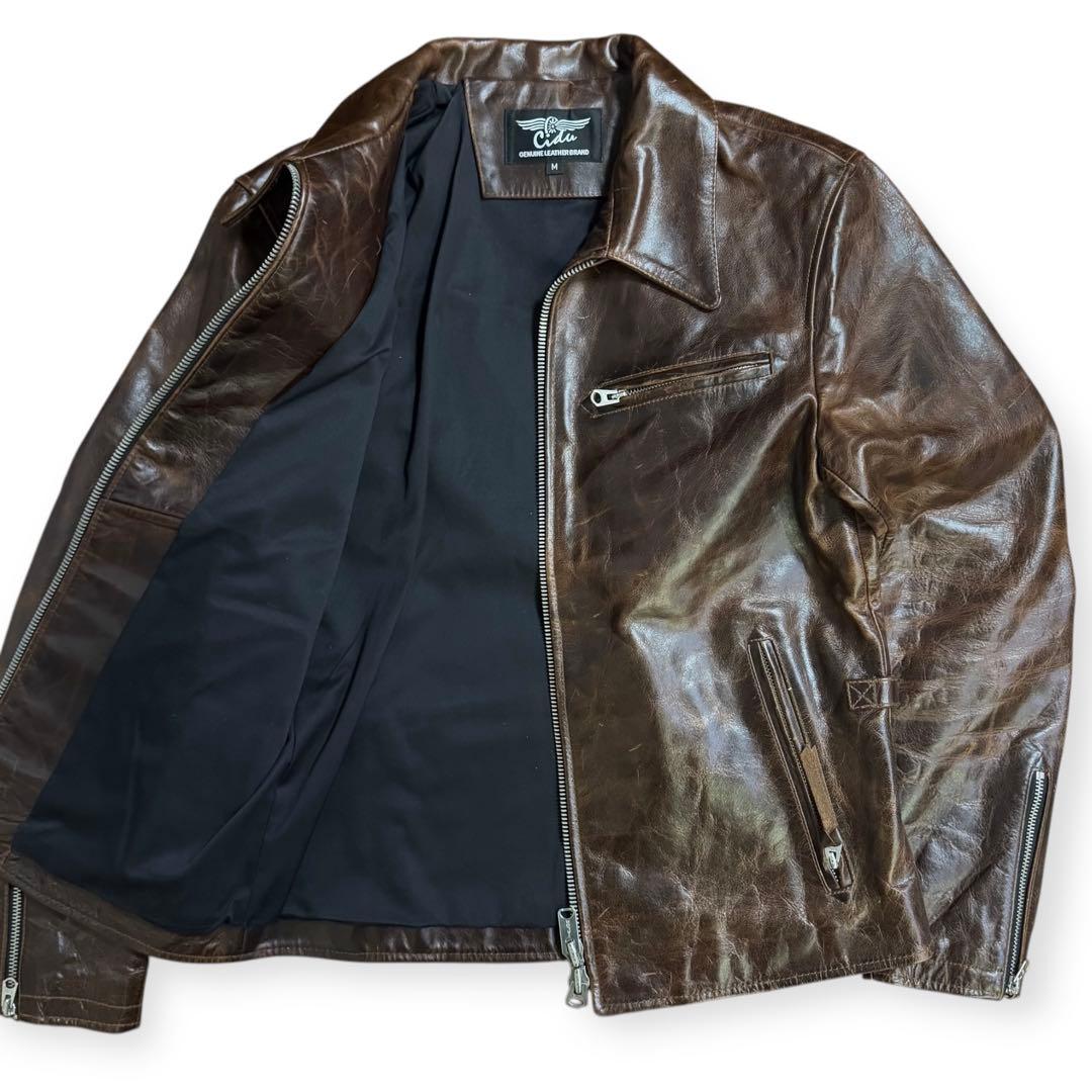 雰囲気抜群 CIDU 復刻 レザー スポーツジャケット デカTALON サイズM