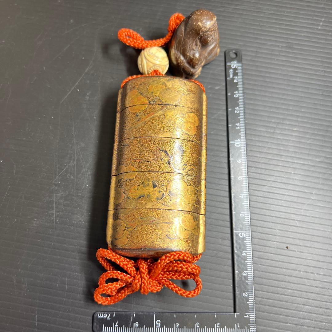 江戸時代　蒔絵印籠、ダルマ根付　73g 東Y7-1016☆2F