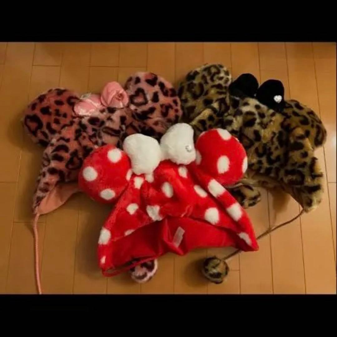 ディズニーミニーファンキャップ レオパードヒョウ柄2色+水玉1セット