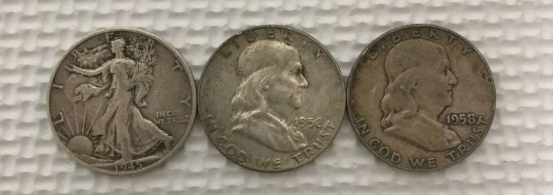 アメリカ ハーフダラー銀貨 3枚