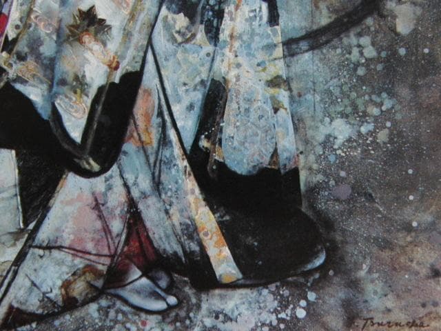 鶴岡義雄、先笄、希少画な集画、状態良好、新品高級額・額装付