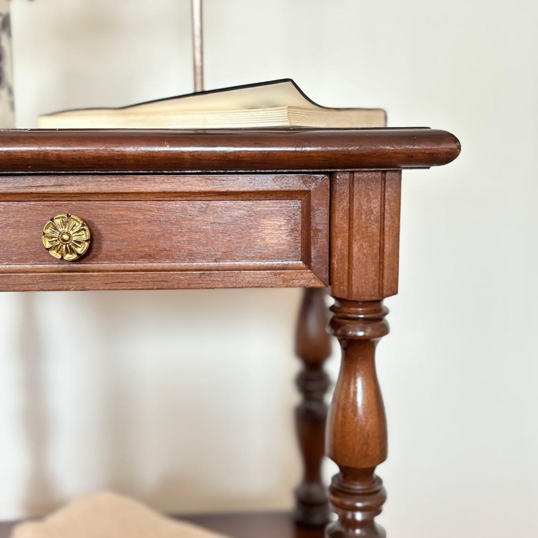 【 送料込み 】国産 ビンテージ 木製 ナイトテーブル 収納棚 引き出し付