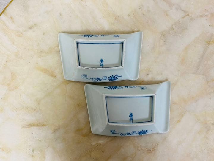 染付　向付　皿　食器　鳥獣戯画紋向付　2枚組