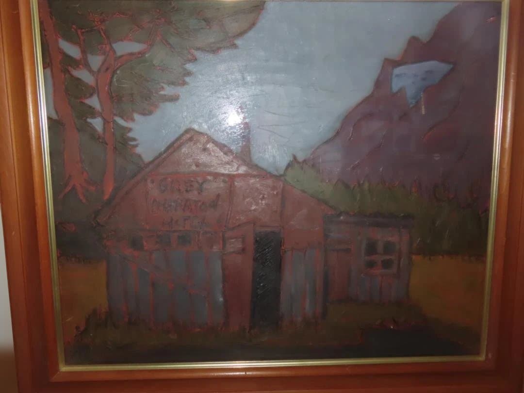 真作 熊谷榧 「グレイ小屋」 肉筆油彩　F12号 1980年制作 父:熊谷守一