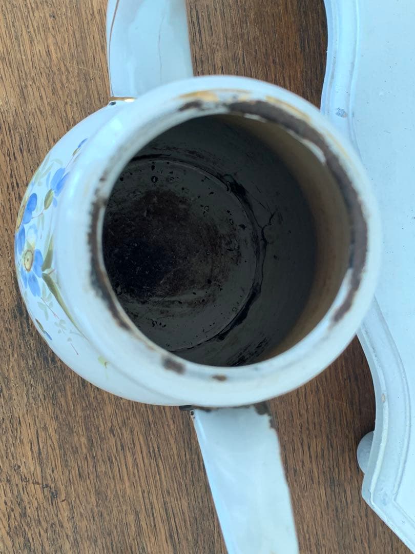 エマイユ　ホーロー　ポット　ブロカント