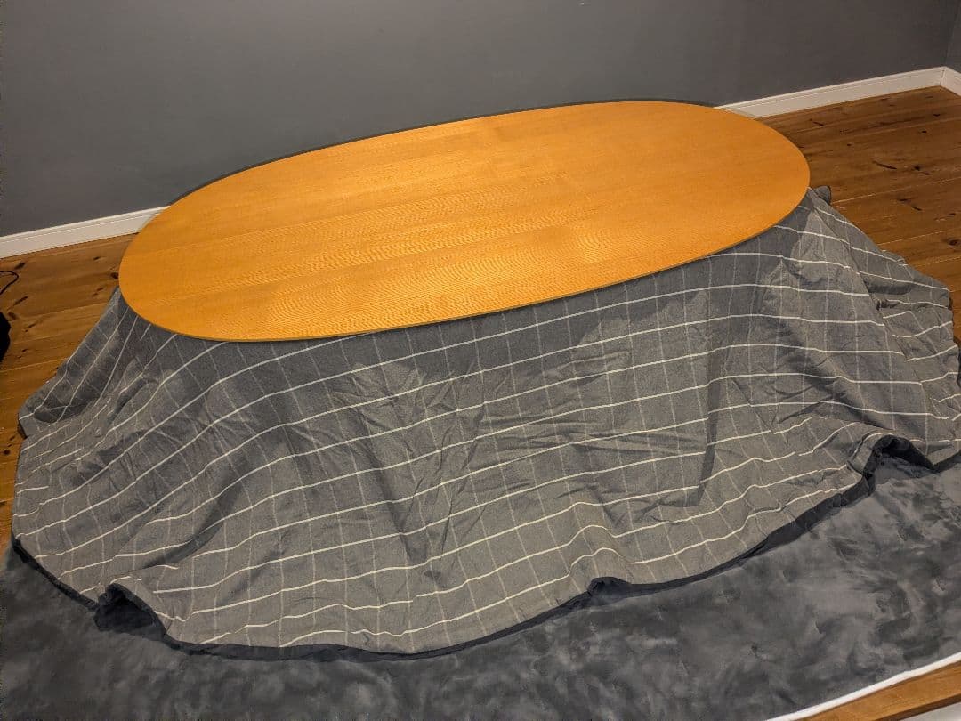 無印良品　ナチュラルこたつ木製 楕円形 敷＆掛布団付き