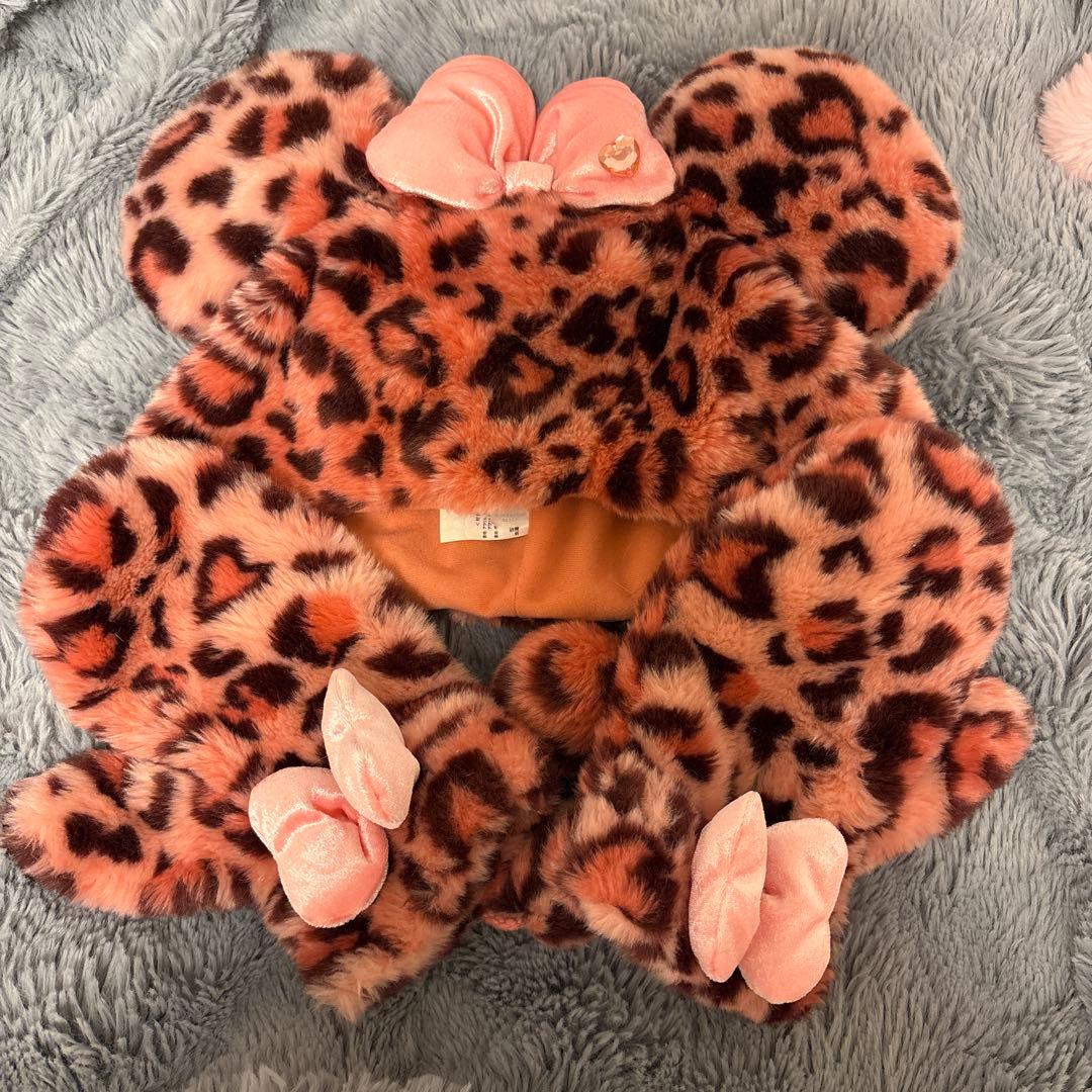 ミニーファンキャップ ヒョウ柄ピンク