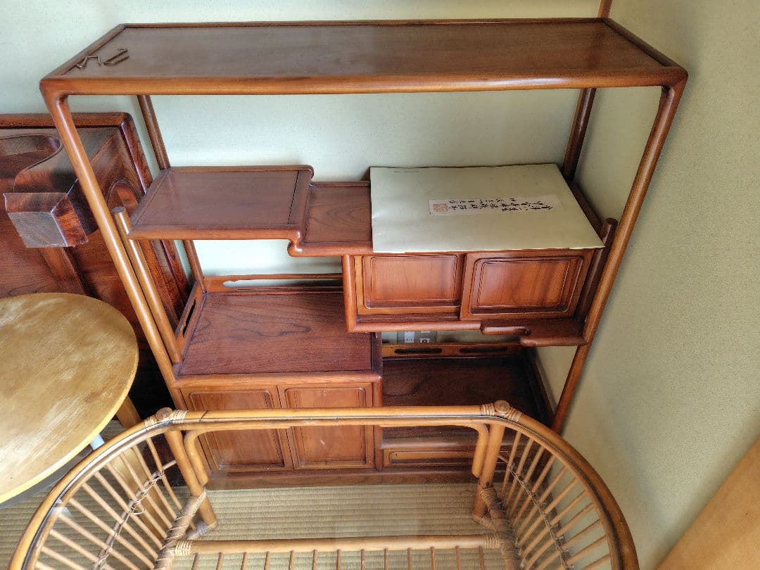 木製和風棚 引き出し付き 中型　茶箪笥