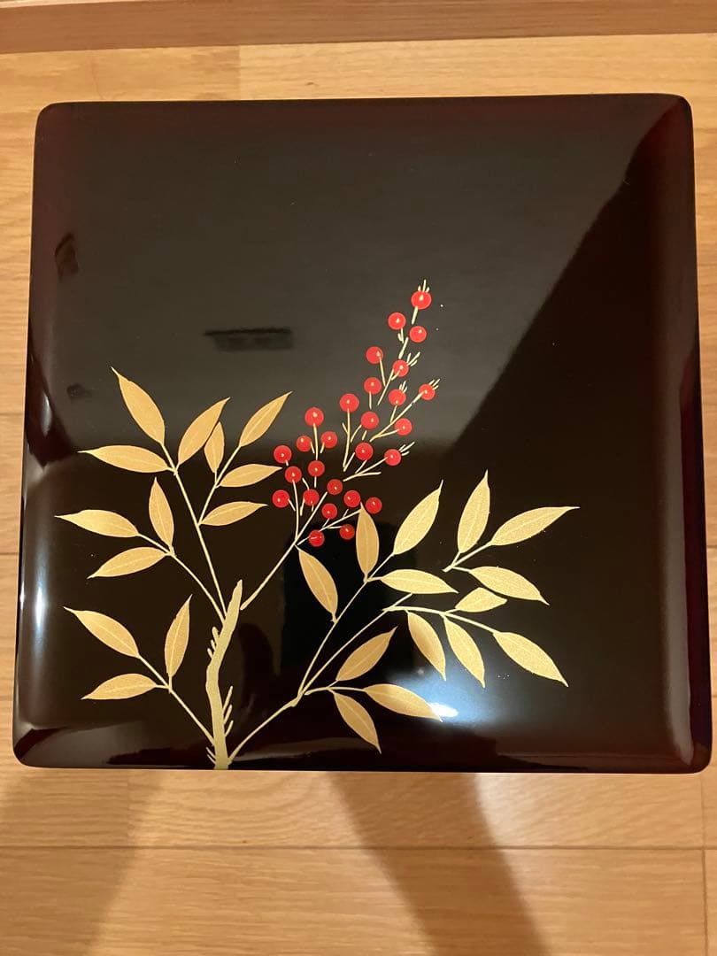 重箱　今津塗　南天　6.5寸